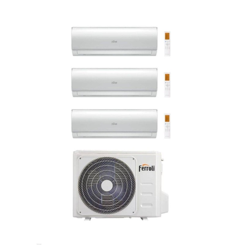 Ferroli Climatizzatore Trial split Ambra 9+9+18 con 2CP001CF-27-3 R-32 Inverter Wi-Fi Classe A++