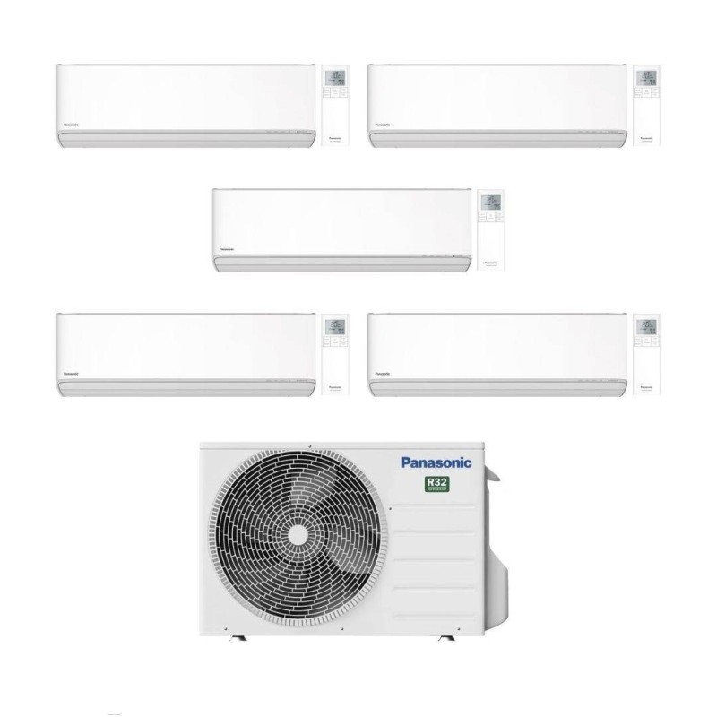 Climatizzatore Condizionatore Panasonic Penta Split Inverter Serie Etherea Bianco 9+9+12+12+12 con CU-5Z90TBE R-32 Wi-Fi Int.