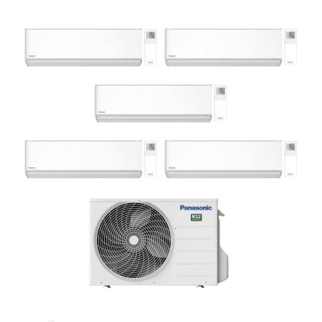 Climatizzatore Condizionatore Panasonic Penta Split Inverter Serie Etherea Bianco 9+9+9+12+12 con CU-5Z90TBE R-32 Wi-Fi Int.