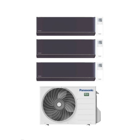 Climatizzatore Condizionatore Panasonic Trial Split Inverter Serie Etherea Dark 9+12+12 con CU-3Z68TBE R-32 Wi-Fi Integrato