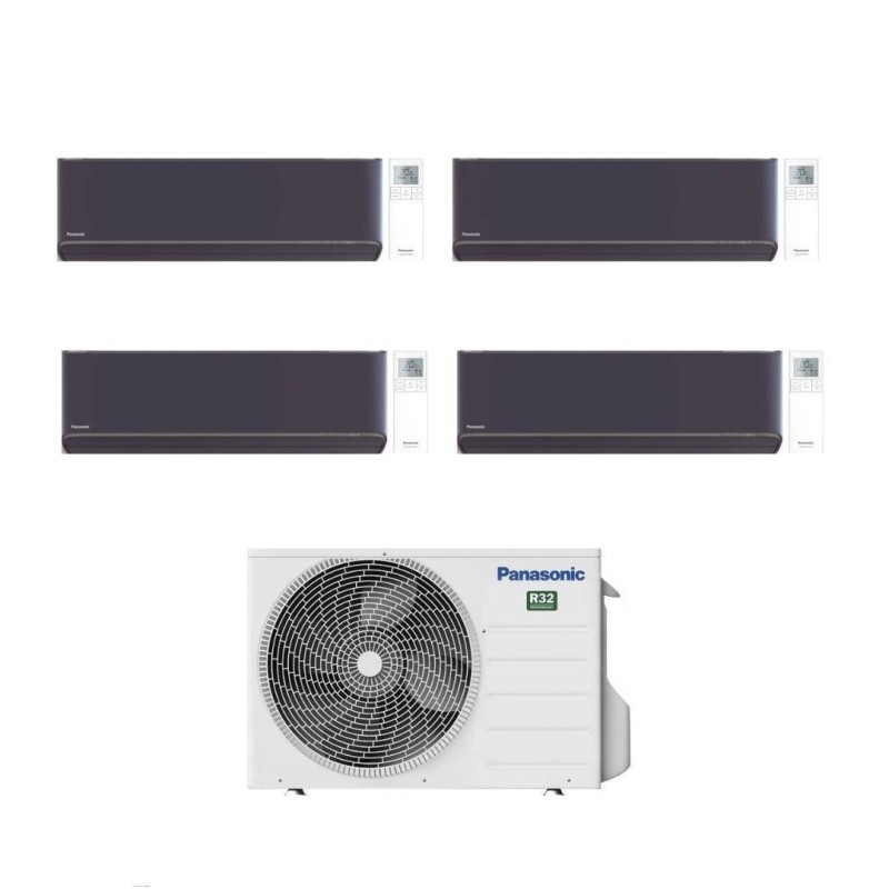 Panasonic Climatizzatore Quadri Split Etherea Dark 9+9+9+9 con CU-4Z80TBE Inverter R-32 Wi-Fi Classe A++