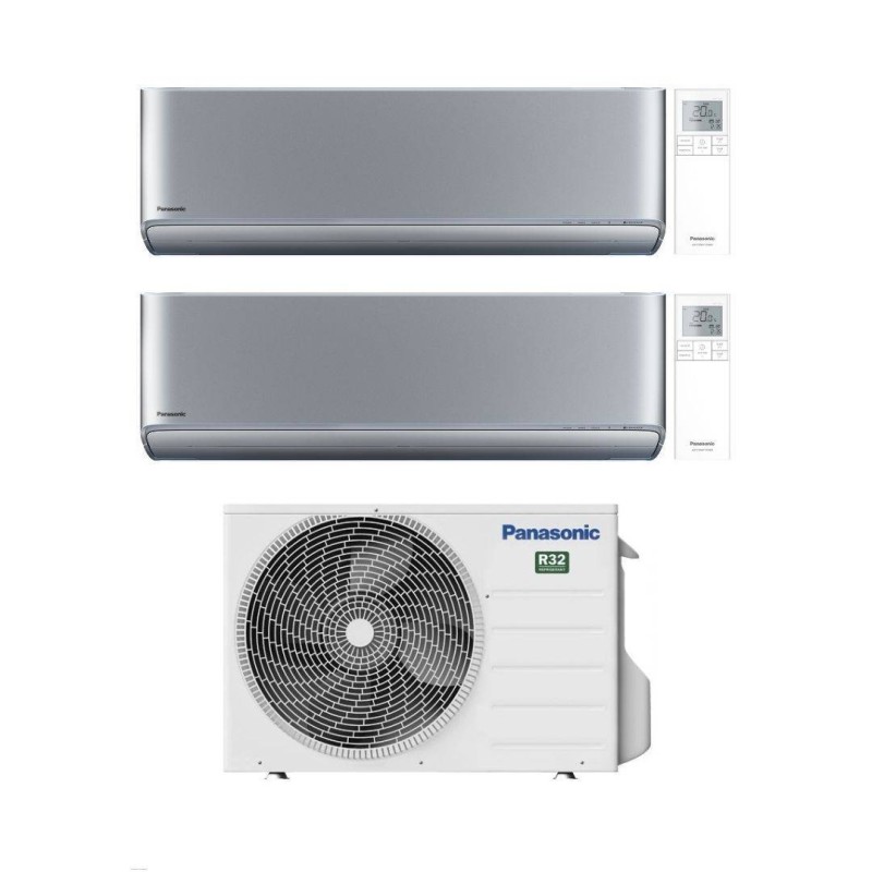 Panasonic Climatizzatore Dual Split Etherea Silver 12+18 con CU-3Z68TBE Inverter R-32 Wi-Fi Classe A++