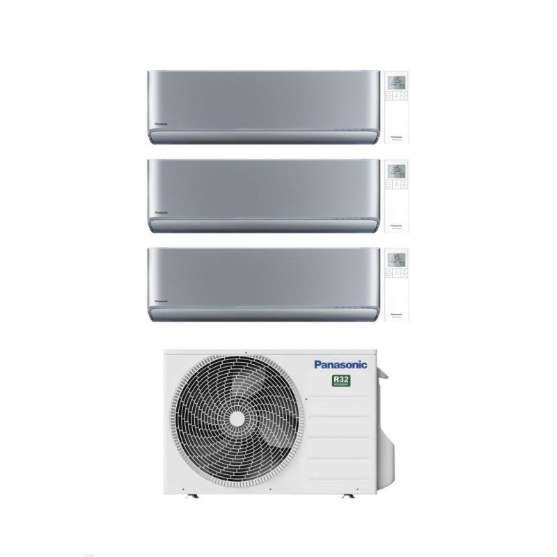 Panasonic Climatizzatore Trial Split Etherea Silver 9+12+12 con CU-3Z52TBE Inverter R-32 Wi-Fi Classe A++