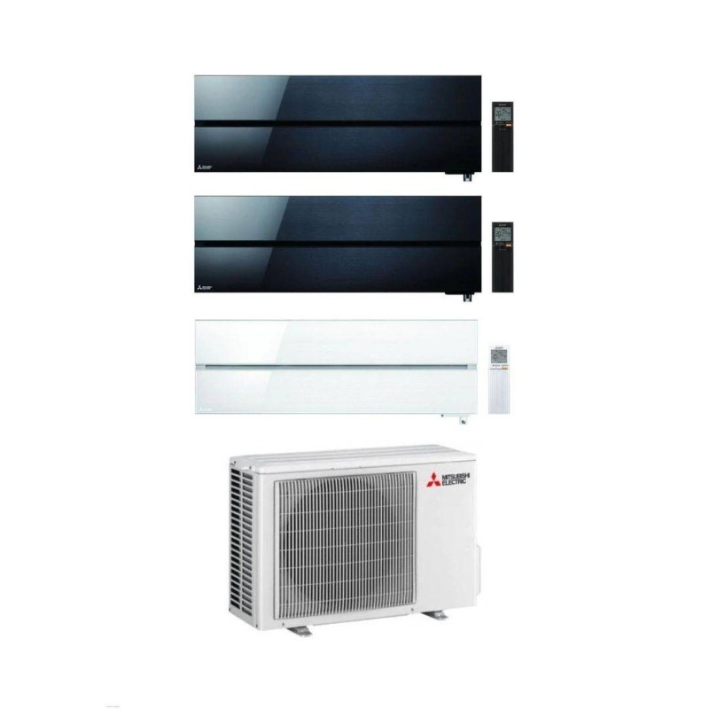 Mitsubishi Climatizzatore Trial Split Kirigamine MSZ-LN Bianco+Nero+Nero 9+9+12 con MXZ-3F54VF3 Inverter R-32 Wi-Fi Classe A+++