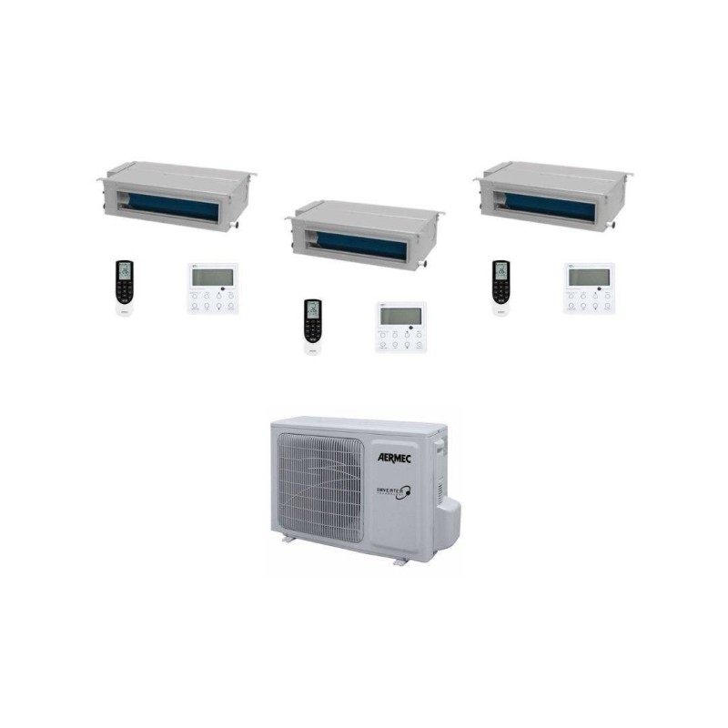 Aermec Climatizzatore Condizionatore Trial Split Canalizzato MPG/D 12+12+18 con MPG840 R-32 Inverter Comando Incluso Classe A++