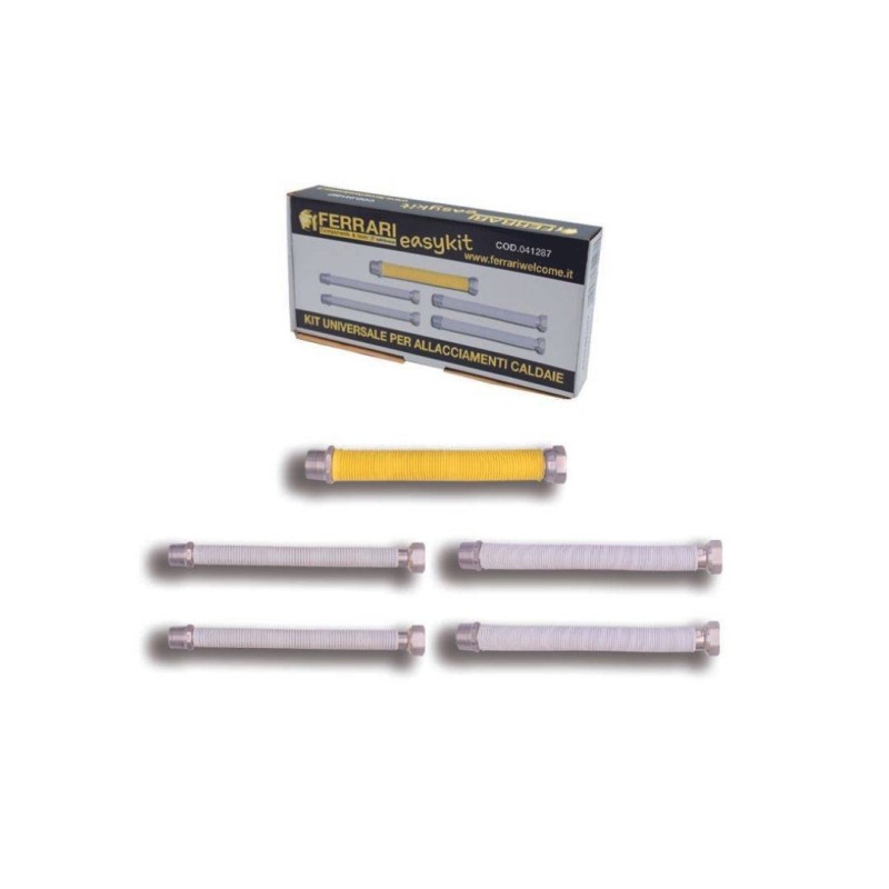copy of KIT FLESSIBILI ESTENSIBILI ACCIAIO INOX PER CALDAIA 5 PEZZI 20-40CM GAS 3/4