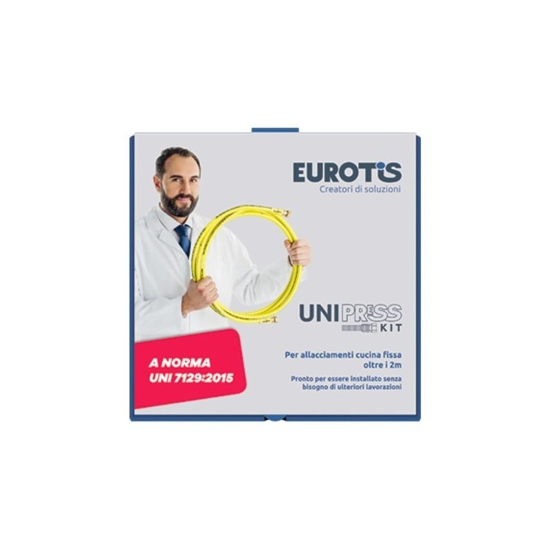EUROTIS Kit Allacciamento Cucina UNIPRESS Giunto Dritto con Girello Filettato Femmina G 1/2 DN 12 4 Metri