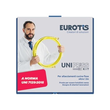 EUROTIS Kit Allacciamento Cucina UNIPRESS Giunto Dritto con Girello Filettato Femmina G 1/2 DN 12 4 Metri