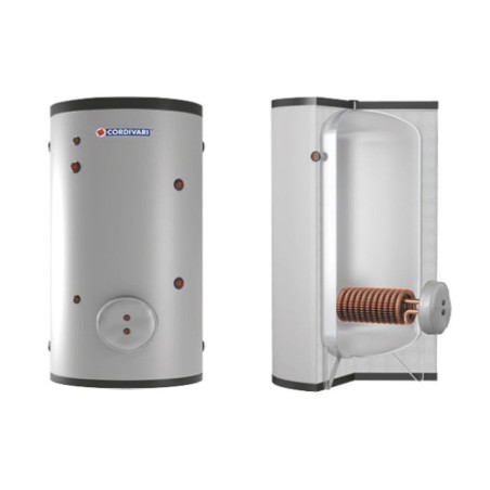 Cordivari Bollitore in Acciaio Extra 1 Plus WRC 800 L con Scambiatore Alettato Coibentazione Morbida Smontabile in Polywarm