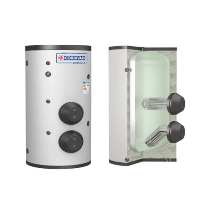 Cordivari Bollitore in Acciaio Extra 2 WXC 1500 L con Scambiatori  Estraibili Coibentazione Morbida Smontabile