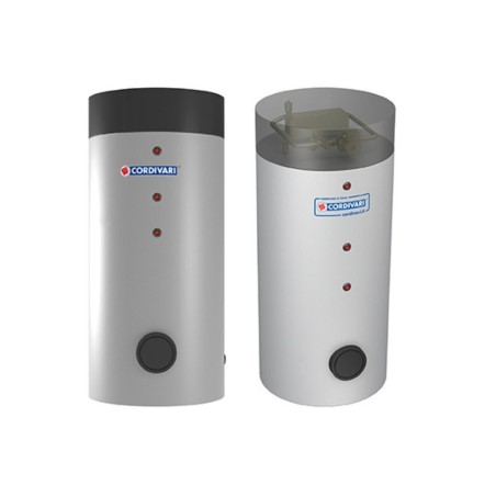 Cordivari Bollitore in Acciaio per Pompa di Calore Bolly 3 PDC WB Classe A 300 L Con 2 Scambiatore Fisso Coibentazione Rigida