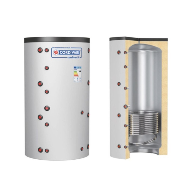 Cordivari Termoaccumulatore Puffer 1 VC  2000 L con 1 Scambiatore Fisso a Coibentazione Morbida Smontabile