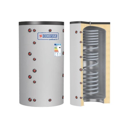 Cordivari Termoaccumulatore in Acciaio Eco Combi 1 VB 500 L con 1 Scambiatore Corrugato a Coibentazione Rigida