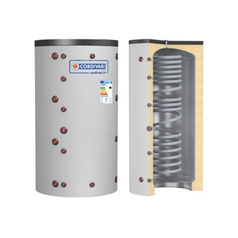 Cordivari Termoaccumulatore in Acciaio Eco Combi 1 VB 1250 L con 1 Scambiatore Corrugato a Coibentazione Rigida