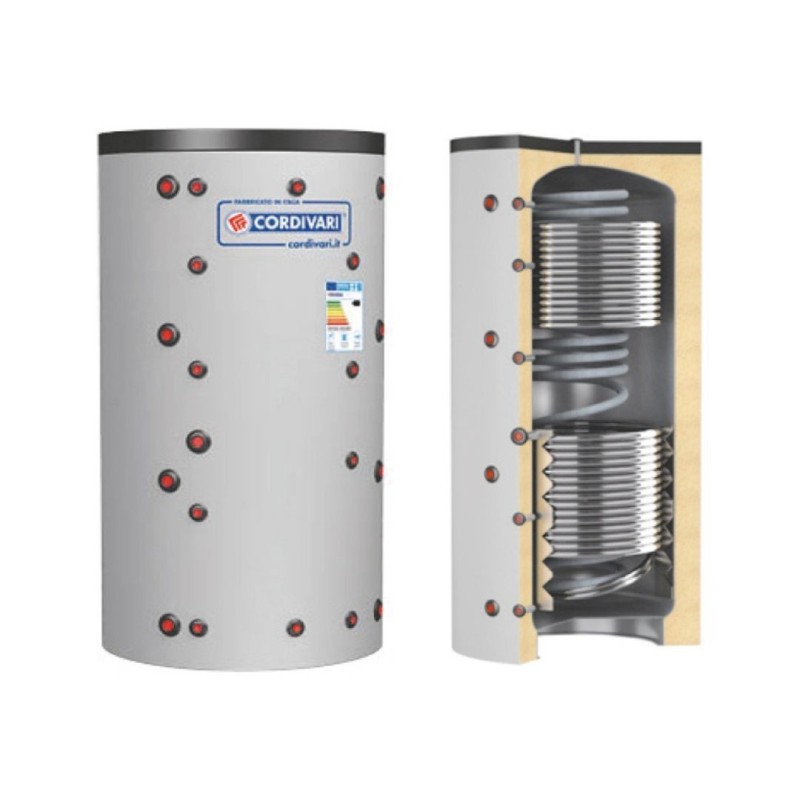 Cordivari Termoaccumulatore Eco Combi 3 VB 800 L con 1 Scambiatore Corrugato e 2 Fissi a Coibentazione Rigida