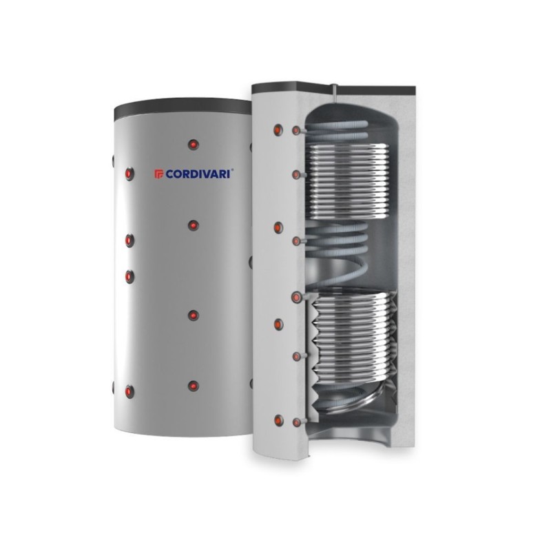 Cordivari Termoaccumulatore Eco Combi 3 PDC VB  300 L con 1 Scambiatore Corrugato e 2 Fissi a Coibentazione Rigida