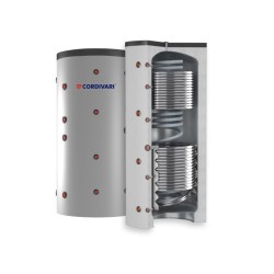 Cordivari Termoaccumulatore Eco Combi 3 PDC VB 500 L con 1 Scambiatore Corrugato e 2 Fissi a Coibentazione Rigida