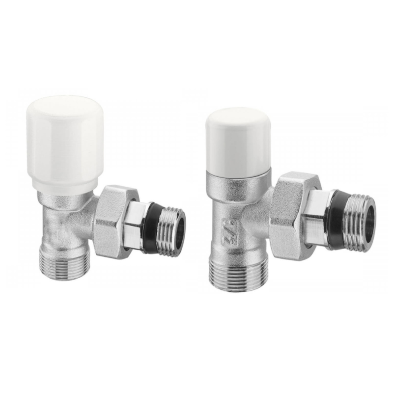 Cordivari Coppia Valvola e Detentore Kristal a Squadra Bianco 1/2x14÷16 Termostatizzabile