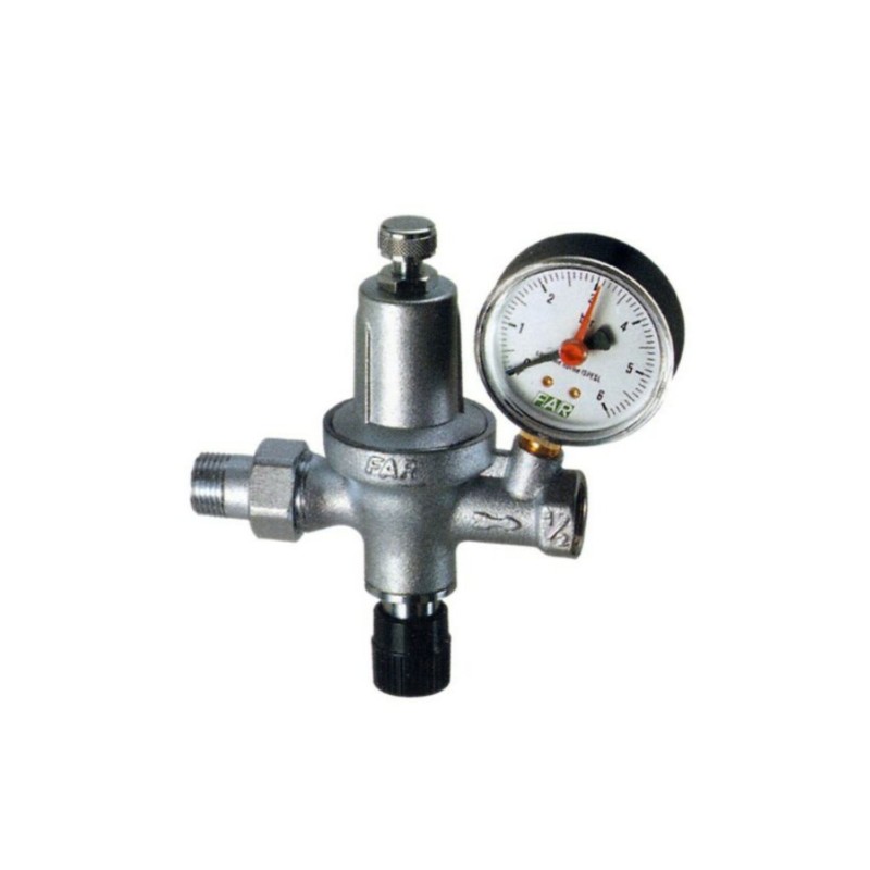 FAR Gruppo di Riempimento Automatico Cromato Ø1/2" Con Manometro