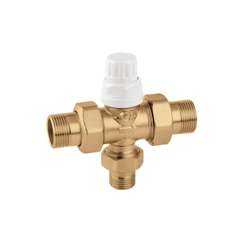 CALEFFI Valvola di Zona A 3 Vie Predisposta per Comando Elettrotermico Attacchi 3/4” a bocchettone in Ottone