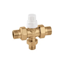 CALEFFI Valvola di Zona A 3 Vie Predisposta per Comando Elettrotermico Attacchi 1” a bocchettone in Ottone