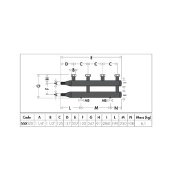 Interasse a 125mm a 4 Derivazioni