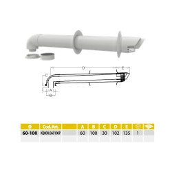 copy of copy of copy of Prolunga Coassiale Condensazione PPS/PVC M/F FERRARI DA 50cm o 100cm D.60/100