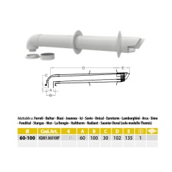 copy of copy of copy of copy of Prolunga Coassiale Condensazione PPS/PVC M/F FERRARI DA 50cm o 100cm D.60/100