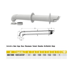 copy of copy of copy of copy of copy of copy of Prolunga Coassiale Condensazione PPS/PVC M/F FERRARI DA 50cm o 100cm D.60/100