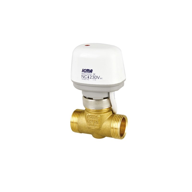 ICMA Valvola Fan Coil A 2 Vie Sede Piana Bocchettone 1" Con Attuatore Chiuso ON-OFF