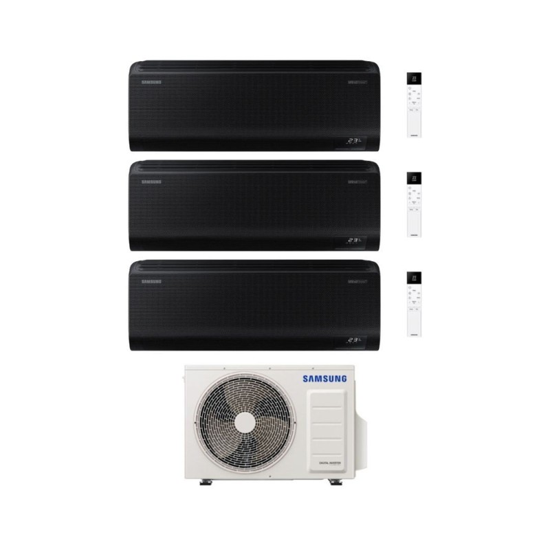 Samsung Climatizzatore Trial Split Windfree Black 7+7+9 BTU con AJ068TXJ3KG/EU Inverter R-32 Wi-Fi Classe A++