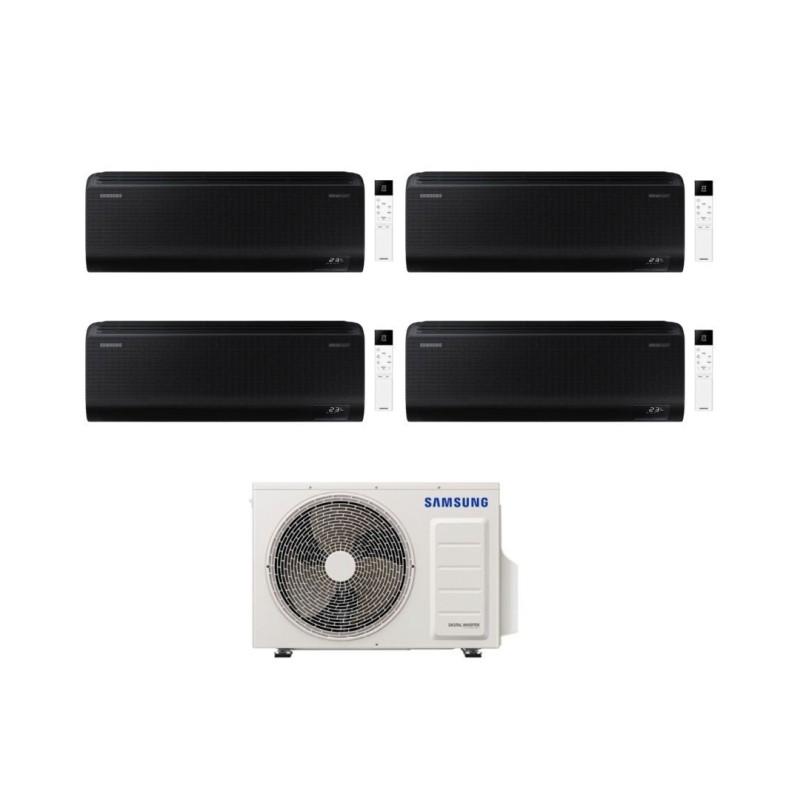 Samsung Climatizzatore Quadri Split Windfree Black 7+9+9+12 BTU con AJ100TXJ5KG/EU Inverter R-32 Wi-Fi Classe A++