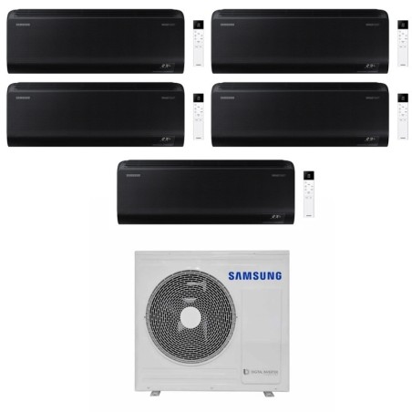 Samsung Climatizzatore Penta Split Windfree Black 7+9+9+12+12 BTU con AJ100TXJ5KG/EU Inverter R-32 Wi-Fi Classe A++