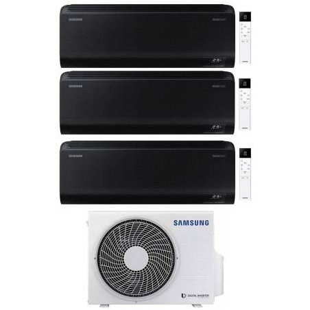 Samsung Climatizzatore Trial Split Windfree Black 12+12+12 BTU con AJ080TXJ4KG/EU Inverter R-32 Wi-Fi Classe A++