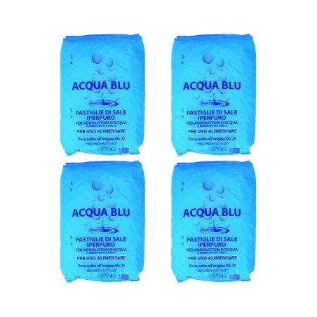 4pz. Confezione di Sale da 25 kg Pastiglie Acqua Blu per Addolcitori