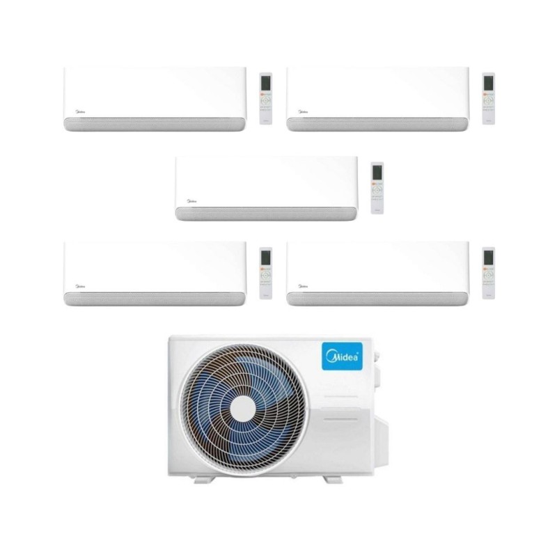 Midea Climatizzatore Penta Split serie Breezeless E 9+9+9+12+18 con M5OE-42HFN8-Q Inverter R 32 Wi-Fi Classe A++