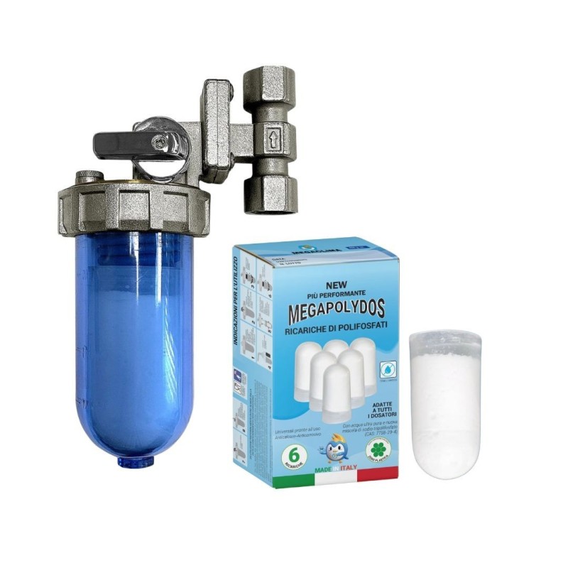 copy of copy of FILTRO ACQUA ANTICALCARE DI POLIFOSFATI AQUAMAX DOSAMAX BLU PER CALDAIE E SCALDINI DA 1/2"-1/2"