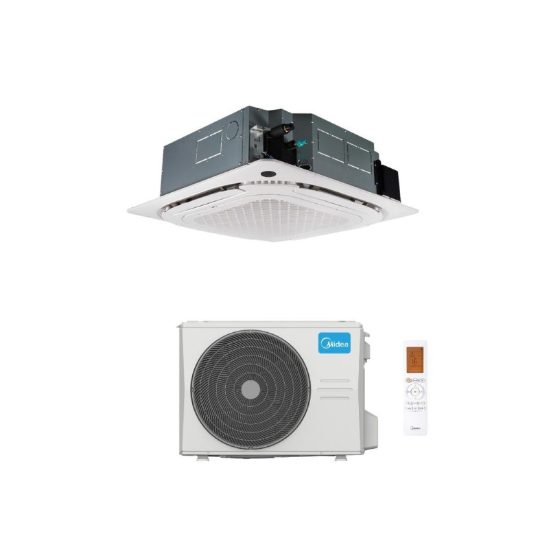 Midea Climatizzatore Monosplit a Cassetta 4 Vie 9000 Btu MCA4U-09HRFNX(GA) + MOX230-09HFN8-Q(GA) Inverter R32 WiFi Opt. A++