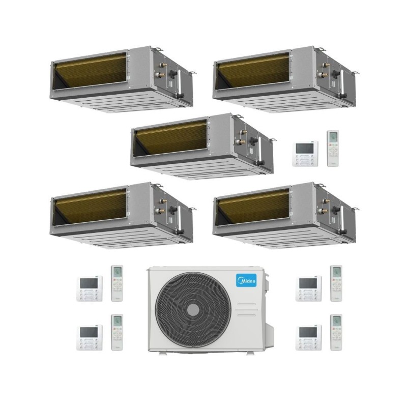 Midea Climatizzatore Canalizzato Penta Split serie A7 MTJ 9+9+12+12+12 con M5OE-42HFN8-Q Inverter R 32 Wi-Fi Optional Classe A++