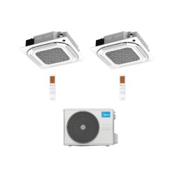 Midea Climatizzatore a Cassetta 4 Vie Dual Split MCA4U 9+12 con M4OE-28HFN8-Q Inverter R 32 Wi-Fi Optional Classe A++