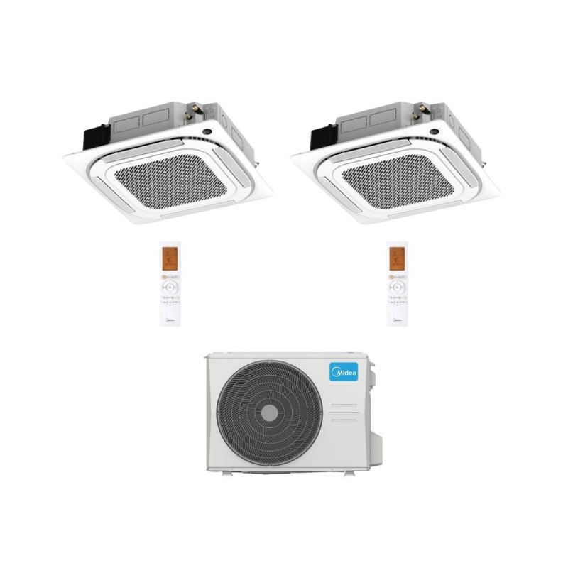 Midea Climatizzatore a Cassetta 4 Vie Dual Split MCA4U 9+9 con M5OE-42HFN8-Q Inverter R 32 Wi-Fi Optional Classe A++