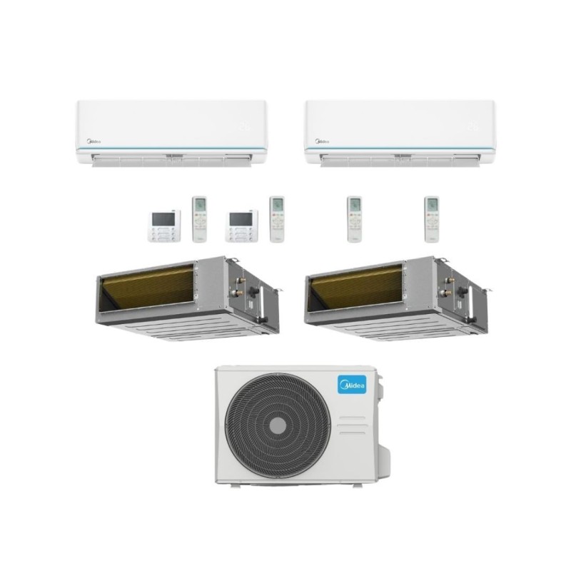 Midea Quadri Split Climatizzatore Evolution 9+9 Canalizzato A7 MTJ 12+12 con M4O-36FN8-Q Inverter R 32 Wi-Fi Optional Classe A++