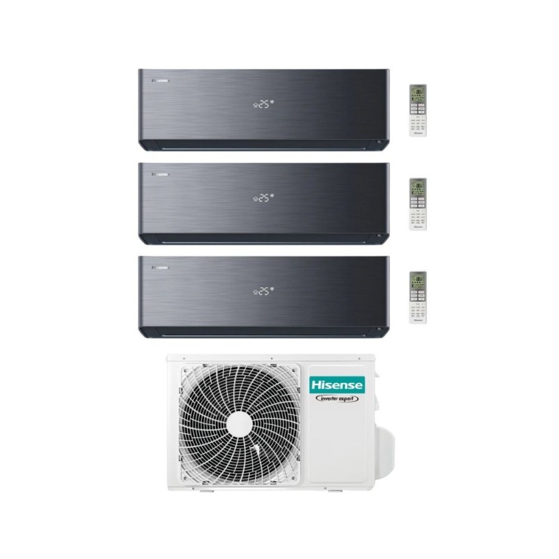 Hisense Climatizzatore Energy Pro X Black Trial Split 9+12+12 con 5AMW105U4RQC Inverter Wi-Fi R-32 Classe A++