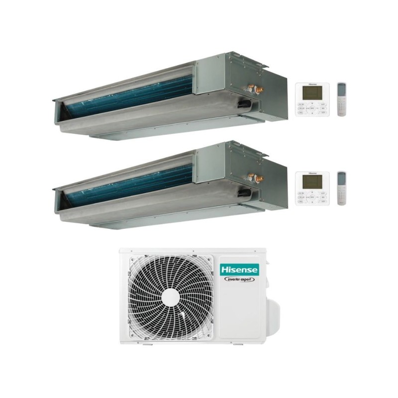 Hisense Climatizzatore Canalizzato Dual Split serie Slim ADT 12+12 con 3AMW52U4RJC Inverter R32 Wi-Fi Optional Classe A++