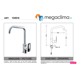 Eurorama Miscelatore Lavello Serie NEVA 133515 disegno tecnico