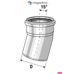 CURVA 15° POLIPROPILENE DIAMETRO 40 mm INNESTO