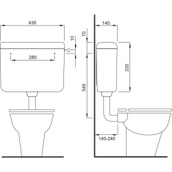 Schwab Cassette a Zaino Esterne WC Iris DUO Bianco disegno tecnico