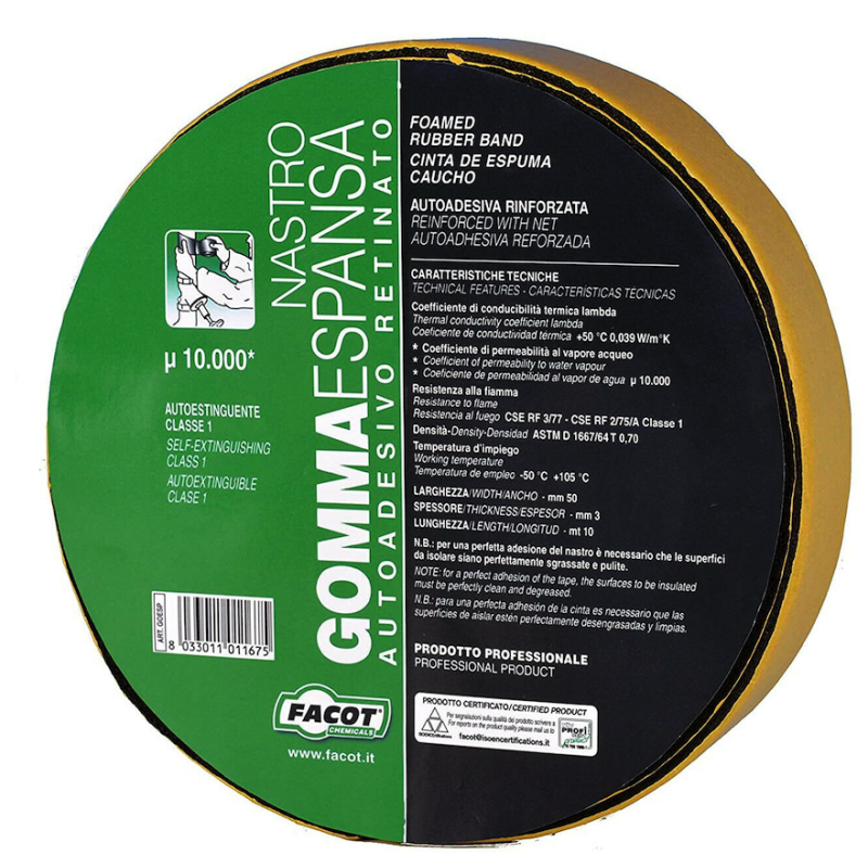 Nastro Gomma Espansa Nero Facot GOESP H 50 MM x 10 M