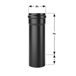 Tubo nero opaco per stufe a pellet in acciaio spessore 1,2 mm. 1 metro. Ø80