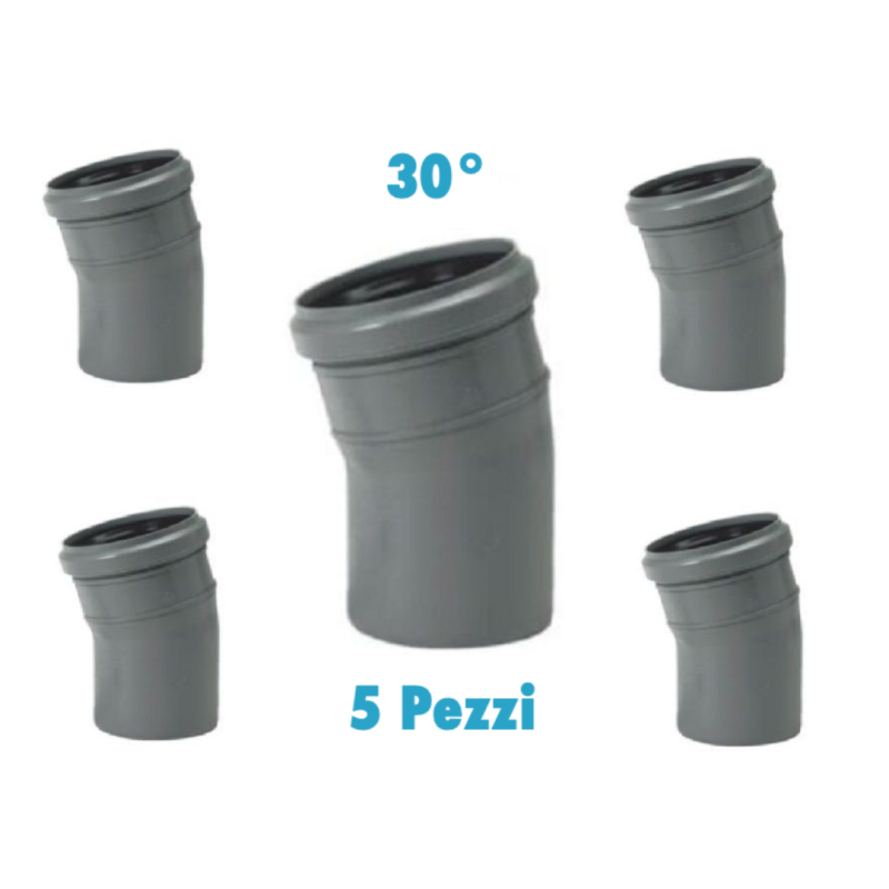 CURVE 30° ( 5 PEZZI )  POLIPROPILENE DIAMETRO 40 mm INNESTO